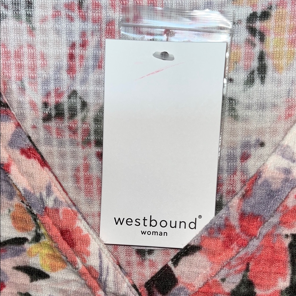 Westbound Floral V-Neck Blouse - Pink, Red, and Black - Picture 2 of 8